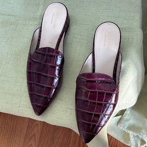 Cole Haan Women's Burgundy Croc-Embossed Mules